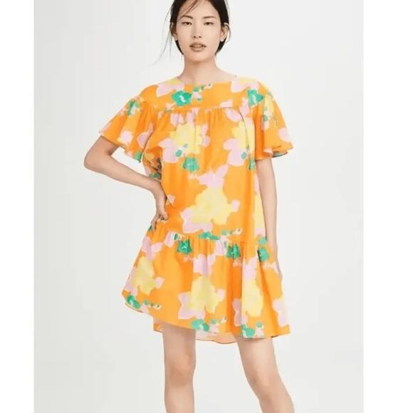 WHIT x Anthropologie Carly Floral S/S Shift Dress Organic Cotton - Picture 1 of 11